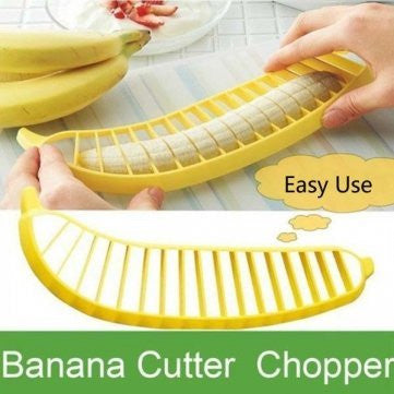Practical PP Handle Plastic Banana Fruit Slicer Yellow By (Color: Yellow)