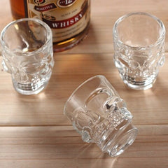 Crystal 3D Skull Shot Glasses - Set of 4 - 2.5 Ounce Fun Pirate Head Shotglass for Alcohol Party Drinks - Vodka Scotch Whiskey Wine Beer - with Gift Box