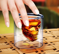 Crystal Skull Shot Glass 2.5 Ounce Double Wall Shotglass For Fun Alcohol Party Drinks
