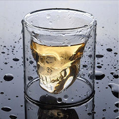 Crystal Skull Shot Glass 2.5 Ounce Double Wall Shotglass For Fun Alcohol Party Drinks